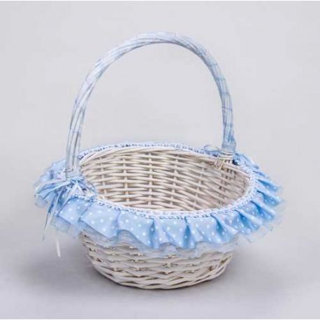 CESTA MIMBRE BLANCA PEQ LUNARES CELESTE