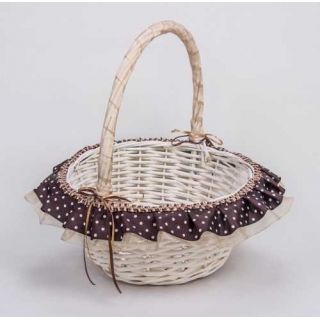 CESTA MIMBRE BLANCA PEQ. LUNARES marron osc.
