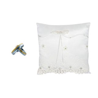 COJIN DE TELA PERLA CON BRILLANTES