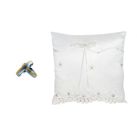 COJIN DE TELA PERLA CON BRILLANTES