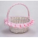 CESTA MIMBRE BLANCA GRANDE LUNARES rosa