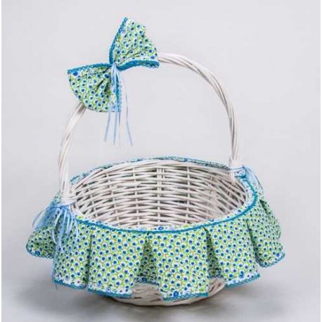 CESTA MIMBRE BLANCA MED. ESTAMPADO azul-verde