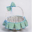 CESTA MIMBRE BLANCA MED. ESTAMPADO azul-verde