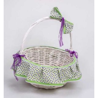 CESTA MIMBRE BLANCA GDE. ESTAMPADO morado-verde