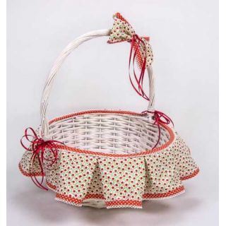 CESTA MIMBRE BLANCA MED. ESTAMPADO rojo-verde