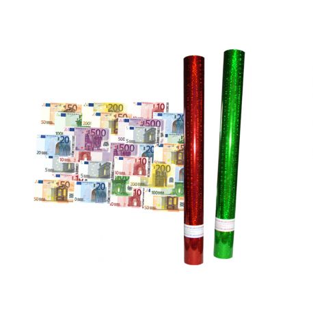 CAÑON CONFFETI CON BILLETES DE € 60 CM.48 UND