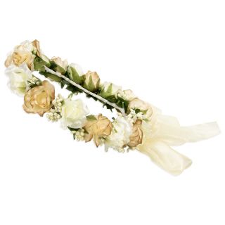 CORONITA BEIG Y MARRÓN FLORES GRANDES 