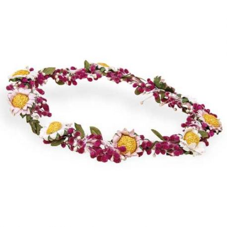 CORONITA ROSA Y FLOR BLANCA