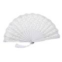 ABANICO ENCAJE BLANCO FILO PLATA