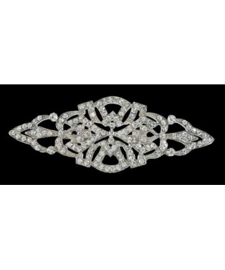 BROCHE NOVIA PLATA Y ZIRCONITAS 8 cm.
