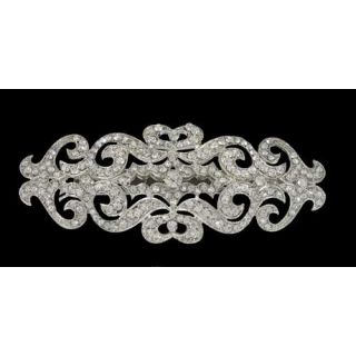 BROCHE NOVIA PLATA Y ZIRCONITAS 7 cm.