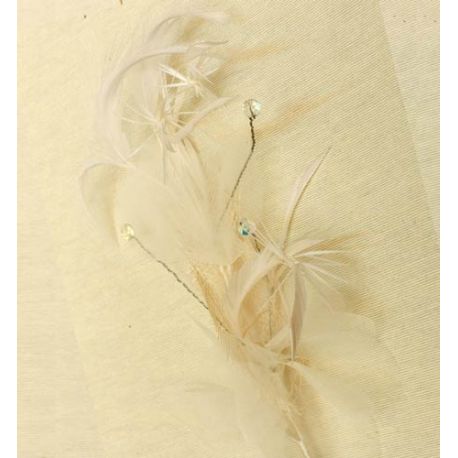 Tocado Beige Plumas y Cristal
