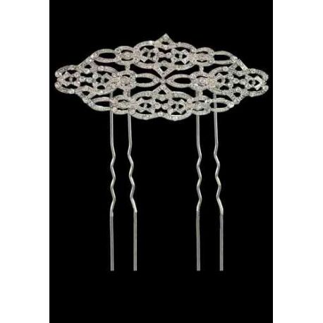GANCHO DE PELO PLATA Y ZIRCONITAS, 7,5 cm