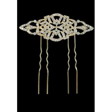 GANCHO DE PELO DORADO Y ZIRCONITAS, 7,5 cm
