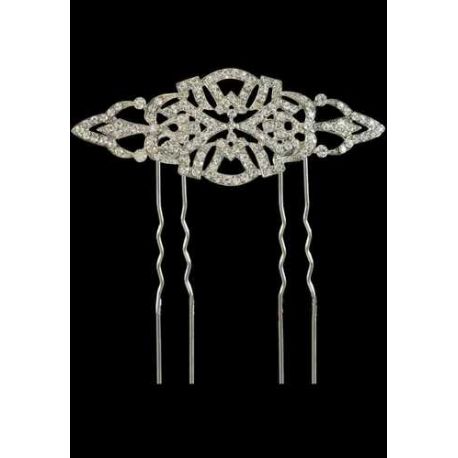 GANCHO DE PELO PLATA Y ZIRCONITAS, 7,5 cm
