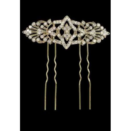 GANCHO DE PELO DORADO Y ZIRCONITAS, 7 cm