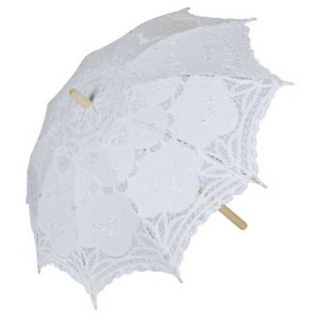 SOMBRILLA ENCAJE BORDADO BLANCO
