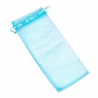 BOLSA DE ORGANZA VINO 11x25 CM. CELESTE