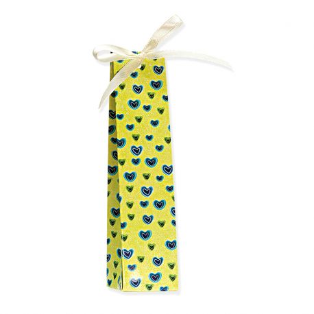 Caja Cono Estampada Amarilla Corazones