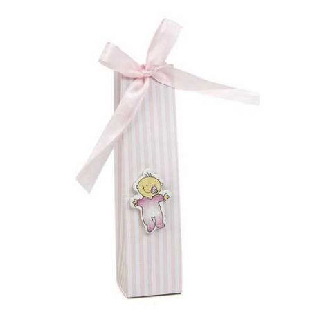 CAJA CONO RAYAS ROSA CON PIN BEBE 