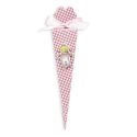 CAJITA CUADROS CONO ROSA CON PIN BEBE Y CARAM.