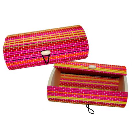 CAJA MADERA GRANDE COLORINES OVALADA (14,5x9,5x6,5 cm.)