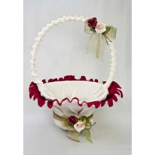 Cesta decoración blanca y burdeos
