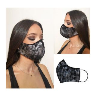 Mascarilla Aterciopelada plata/ negra brillo 