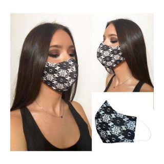 Mascarilla Beig encaje negro 