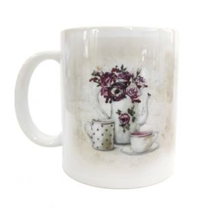 Taza decorativa con dibujo de conjunto de té, no personalizable