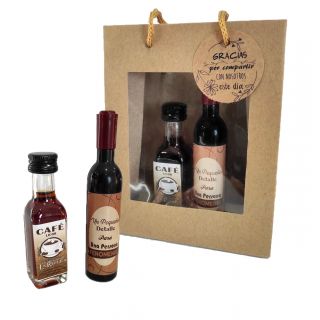 Pack de licor de café, sacacorchos y bolsa con asas 