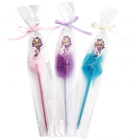 Boli pompón con sirena en celofán, 3 colores surtidos 