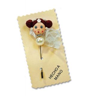 Alfiler de boda hecho a mano muñeca con perla