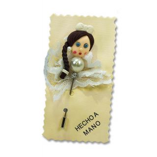 Alfiler de boda hecho a mano muñeca con perla