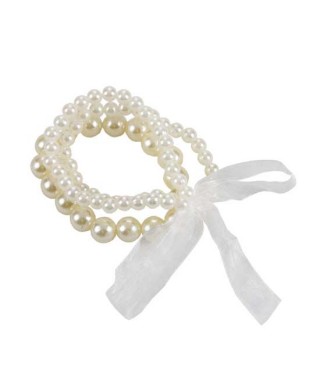 Pulsera triple de perlas con lazo blanco