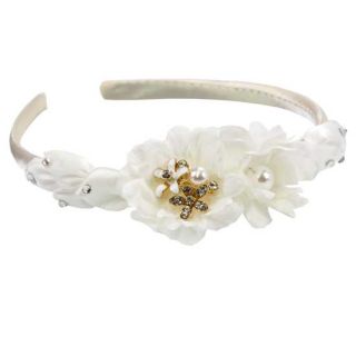 Diadema con flores blancas para niña o mujer