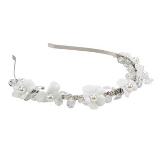 Diadema con flores blancas para niña o mujer