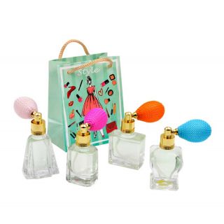 Pack con perfume de azahar, en bote de cristal, y bolsa fashion verde