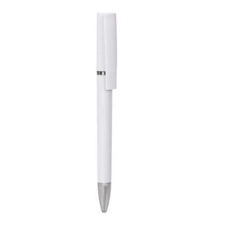 Bolígrafo personalizable, grabable a láser, color blanco y punta plata