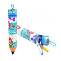 Estuche con forma de lápiz y dibujos de sirena 