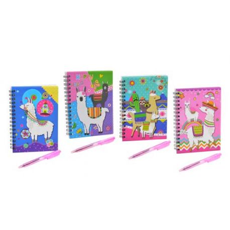 Libreta de llamas, con dibujos surtidos