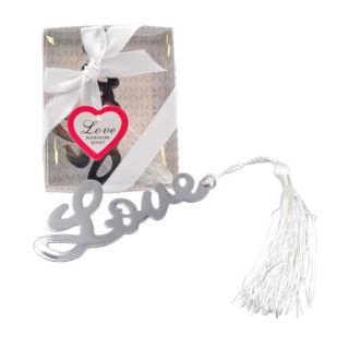 Marcapáginas love con flecos blancos en caja con lazo