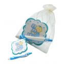 Posavasos infantil en azules, con boli a juego