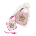 Posavasos infantil en rosas, con boli a juego