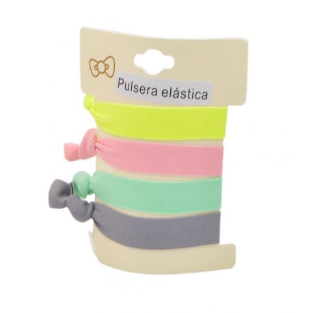 Pack 4 pulseras elásticas surtidas en colores románticos