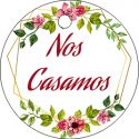 Pliego de tarjetas redondas boda flores 20 ud. 