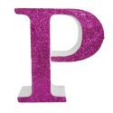 Letra "p" de porexpan 20 cm en color rosa, para decorar bodas