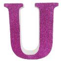 Letra "u" de porexpan 20 cm en color rosa, para decorar bodas