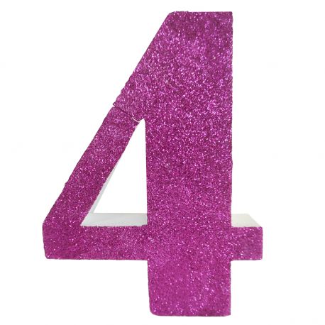 Numero "4" en corcho rosa
