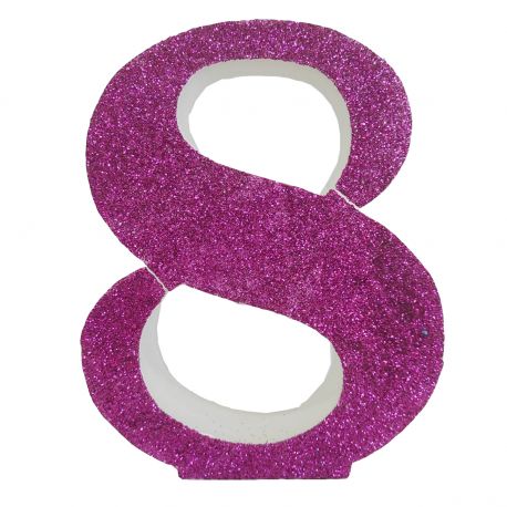 Numero "8" en corcho rosa